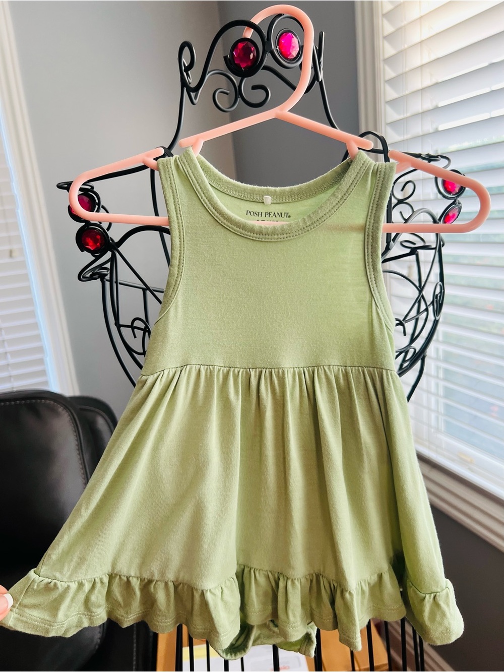 Posh Peanut Sage Green Ruffle Bodysuit dress
